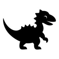 schattig baby dino zwart silhouet illustratie. vector