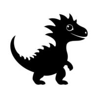 schattig baby dino zwart silhouet illustratie. vector