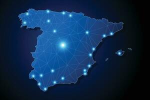 Spanje - land vorm met lijnen Verbinden majoor steden vector
