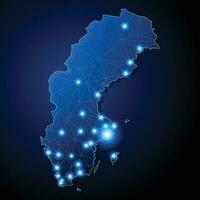 Zweden - land vorm met lijnen Verbinden majoor steden vector