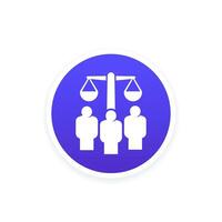jury icoon, wettelijk systeem en wet vector