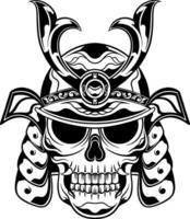 vector illustratie schedel hoofd met samurai