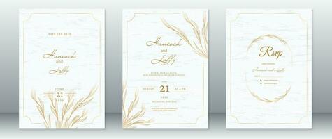 minimalistische bruiloft uitnodiging kaart sjabloon gouden ontwerp vector