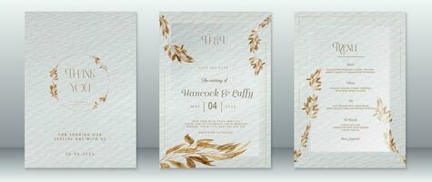 gouden bruiloft uitnodiging kaart sjabloon natuur ontwerp vector
