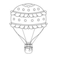 schets heet lucht ballon. lijn illustratie geïsoleerd Aan wit voor kinderachtig kleur boek vector