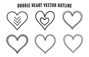 tekening liefde hart symbool clip art verzameling, vector hand- getrokken tekening hart icoon set, zwart schets liefde hart symbool bundel