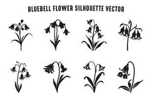 klokje bloem silhouet vector set, klokje bloemen clip art bundel