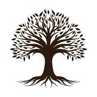 boom met wortel silhouet vector geïsoleerd Aan een wit achtergrond, een boom wortel logotype silhouet