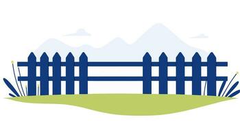 houten hek tegen de achtergrond van een landschap, vlak vector illustratie.