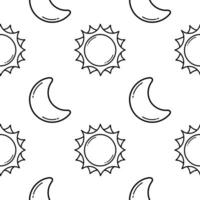 naadloos patroon van hand- getrokken zon en maan vector