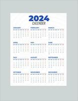 maandelijks kalender sjabloon voor 2024 jaar. muur kalender in een minimalistische stijl. week begint Aan zondag. ontwerper voor 2024 jaar.2024 gemakkelijk kalender ontwerp. vector