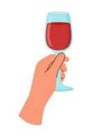hand met wijnglas vector