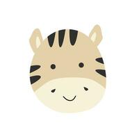 schattig zebra gezicht geïsoleerd, wild baby dier portret. . vector illustratie van dier hoofd, uiteinde van een loop. kan gebruikt voor baby poster, avatar, textiel.