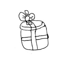 tekening geschenk doos schets geïsoleerd schetsen. vector