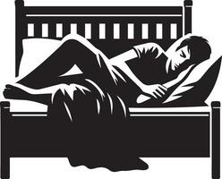 een Mens slapen Aan bed vector silhouet 5