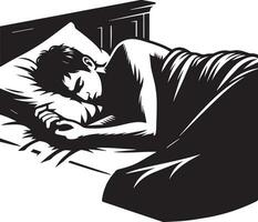 een Mens slapen Aan bed vector silhouet 10