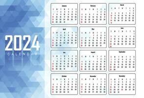 mooi meetkundig stijl 2024 nieuw jaar kalender achtergrond vector