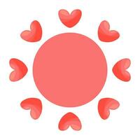 krans van harten. ronde patroon van harten, vignet van roze harten. geïsoleerd ontwerp element voor Valentijnsdag dag. vector vlak illustratie voor groet kaart, banier, sociaal media ontwerp.