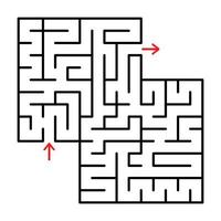 abstract vierkant geïsoleerd labyrint. zwarte kleur op een witte achtergrond. een handig spel voor jonge kinderen. eenvoudige platte vectorillustratie. met een plek voor je tekeningen vector
