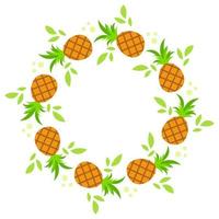 een ronde krans van ananas met groene bladeren. eenvoudige platte vectorillustratie. vector