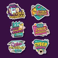 leuke cyber maandag sticker vector