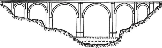 alcantara brug, wijnoogst illustratie. vector