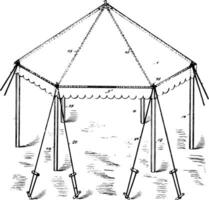 gebouw luifel bescherming van de weer wijnoogst gravure. vector