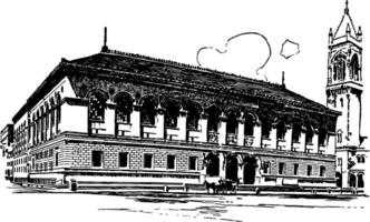 de Boston openbaar bibliotheek wijnoogst illustratie. vector