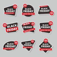 zwarte vrijdag verkoop stickers set vector