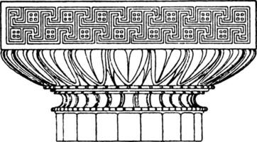 Grieks-Dorisch hoofdstad, een antiek ontwerp, wijnoogst gravure. vector