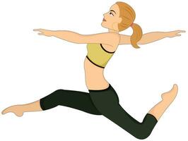 sporten, vrouw aan het doen dans springt, illustratie vector