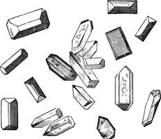 vormen van Kristallen van de magnesium ammonium fosfaat, wijnoogst gravure. vector