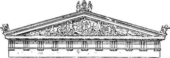 acroterion, fronton van de tempel van aegina, wijnoogst gravure. vector