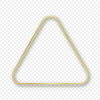goud gloeiend afgeronde driehoek kader met schaduw geïsoleerd Aan transparant achtergrond. glimmend kader met gloeiend Effecten. vector illustratie.