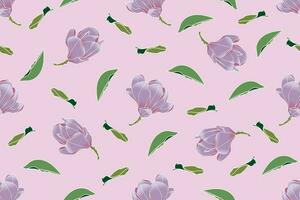 illustratie van verbaal schotel magnolia bloem met bladeren Aan roze achtergrond. vector