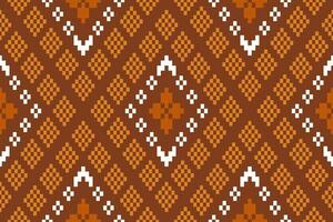 oranje jaargangen kruis steek traditioneel etnisch patroon paisley bloem ikat achtergrond abstract aztec Afrikaanse Indonesisch Indisch naadloos patroon voor kleding stof afdrukken kleding jurk tapijt gordijnen en sarong vector