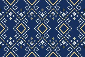 indigo marine blauw meetkundig traditioneel etnisch patroon ikat naadloos patroon grens abstract ontwerp voor kleding stof afdrukken kleding jurk tapijt gordijnen en sarong aztec Afrikaanse Indisch Indonesisch vector