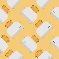 naadloos patroon met schattig tosti apparaat en geroosterd brood tekenfilm stijl. huis huishoudelijke apparaten thema tosti apparaat tekenfilm naadloos patroon achtergrond. vector