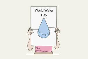 kleur illustratie van een Mens Holding een water dag poster vector