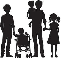 familie silhouet geïsoleerd over- wit achtergrond bewerkbare vector illustratie