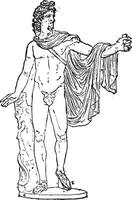 Apollo belvedere, wijnoogst gravure. vector