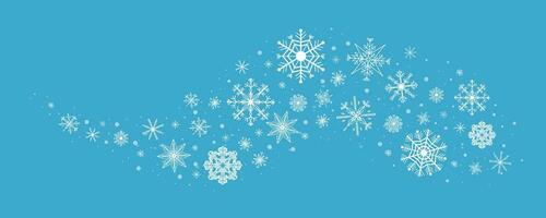 Golf sneeuwvlok kolken winter sneeuw grens ijs decoratie geïsoleerd. vakantie kristal kromme vorm ontwerp, magie ornament. vector illustratie