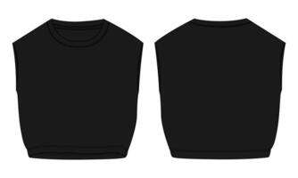 mouwloos blouse tops vector illustratie zwart kleur sjabloon voor vrouwen