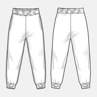 joggingbroek technisch tekening mode vlak schetsen vector illustratie sjabloon voor Dames