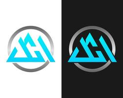 jch brieven monogram sport berg beklimming logo ontwerp. vector