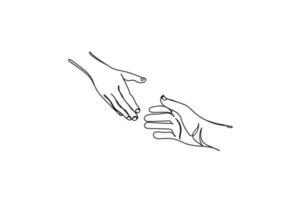 handen bereiken uit voor liefde ondersteuning helpen en zorg. vector