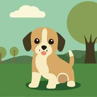 hand- getrokken tekenfilm puppy illustratie vector