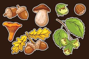 herfst oogst stickerset vector