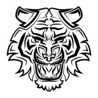 zwart-wit lijntekeningen van tijger hoofd goed gebruik voor symbool mascotte pictogram avatar tattoo t-shirt ontwerp logo of een ontwerp. vector