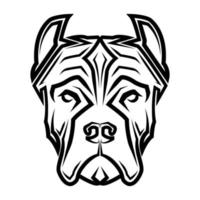 zwart-wit lijntekeningen van pitbull hond hoofd. goed gebruik voor symbool, mascotte, pictogram, avatar, tatoeage, t-shirtontwerp, logo of welk ontwerp dan ook! vector